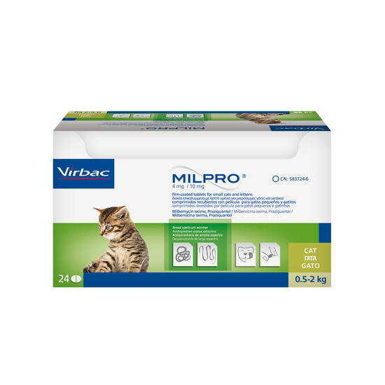 MILPRO Film-Coated Tablets for Kittens and Small Cats 4mg/10mg (0.5kg-2kg) 7718