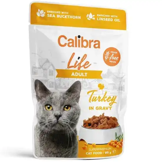 Calibra Life Adult Wet Cat Food Turkey in Gravy 28 x 85g Pouches 16906