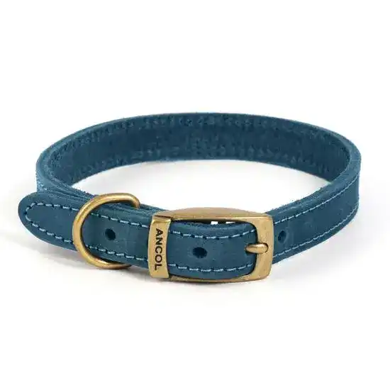 Ancol The Heritage Collection Timberwolf Leather Dog Collar Blue 19091