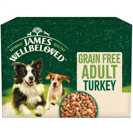 James Wellbeloved Grain Free Adult Wet Dog Food with Turkey in Gravy 90g Pouches 16962