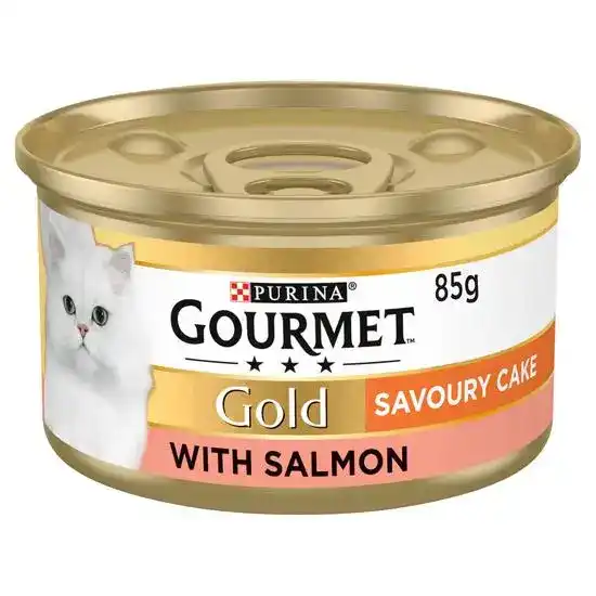 GOURMET Gold Savoury Cake Salmon Wet Cat Food 12 x 85g Tins 18344