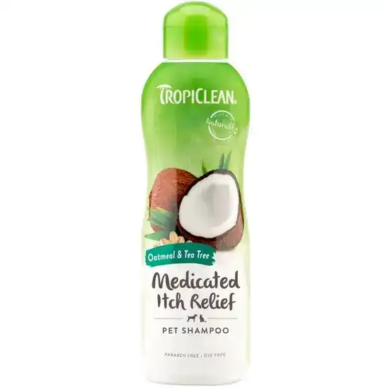 TropiClean Medicated Itch Relief Shampoo for Cats and Dogs Oatmeal and Tea Tree 355ml Bottle 2199