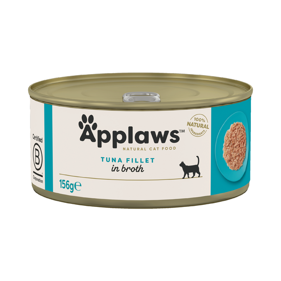 Applaws Natural Adult Wet Cat Food Tuna Fillet in Broth 24 x 156g Tins 16363