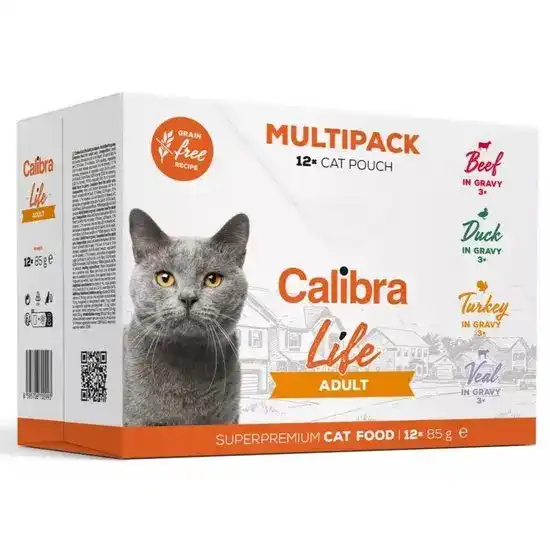 Calibra Life Adult Wet Cat Food Multipack Beef