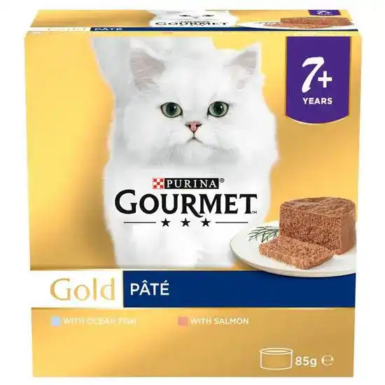 GOURMET Gold Senior 7+ Pate Fish Wet Cat Food 48 x 85g Tins 18342