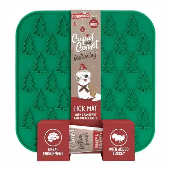 Rosewood Cupid and Comet Christmas Lickmat for Dogs with Turkey and Cranberry Pa 19238