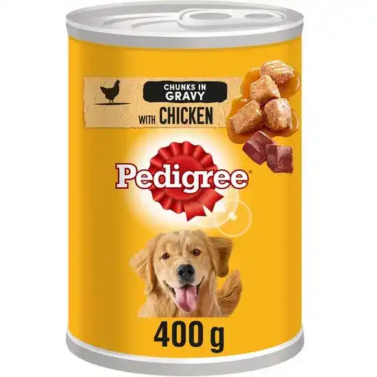 Pedigree Adult Wet Dog Food with Chunks in Gravy with Chicken 12 x 400g Cans 16181