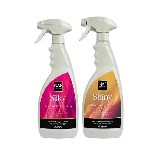 NAF Grooming Bundle for Horses: Shiny Coat & Silky Mane & Tail D-Tangler Spray 20745