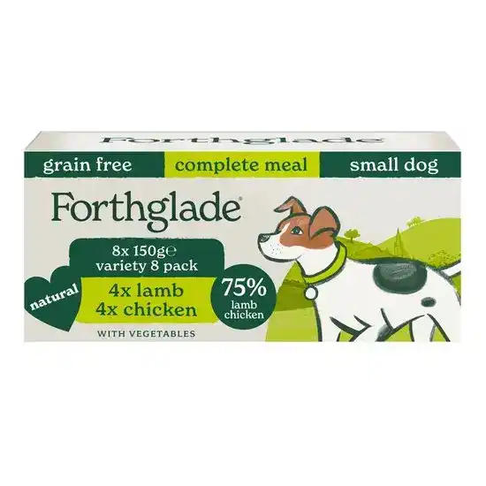 Forthglade Grain Free Complete Small Breed Adult Wet Dog Food Chicken & Lamb Variety Pack 8 x 150g Trays 17566