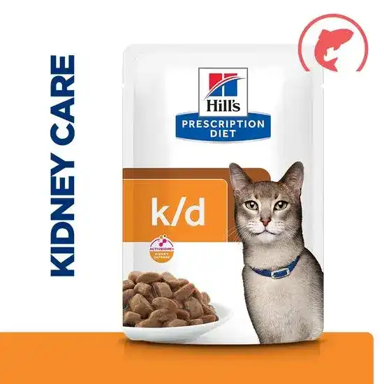 Hill's PRESCRIPTION DIET k/d Kidney Care Wet Cat Food with Chunks in Gravy with Salmon 85g Pouches 15816