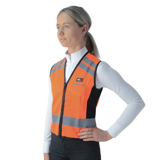 Hy Equestrian Reflector Waistcoat Please Pass Wide & Slow Orange 20818