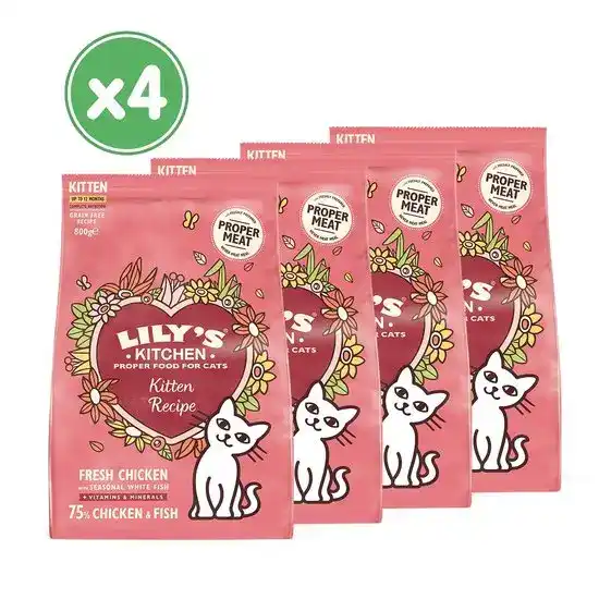 Lily's Kitchen Kitten Dry Cat Food with Chicken & Seasonal White Fish 4 x 800g Bags 1203