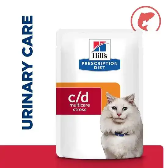 Hill's PRESCRIPTION DIET c/d Urinary Care Multicare Stress Wet Cat Food with Chunks in Gravy with Salmon 85g Pouches 15960