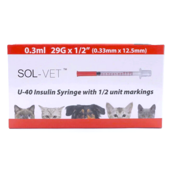SOL-VET U40 Insulin Syringes 0.3ml Box of 100 18928