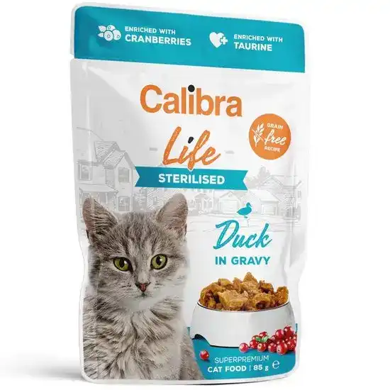 Calibra Cat Life Sterilised Wet Cat Food with Duck in Gravy 28 x 85g Pouches 16911