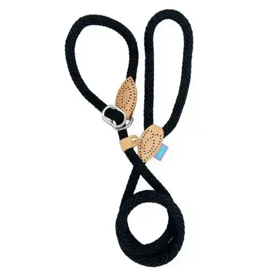 Hem and Boo Super Soft 1.5m Black Slip Rope Dog Lead 16902