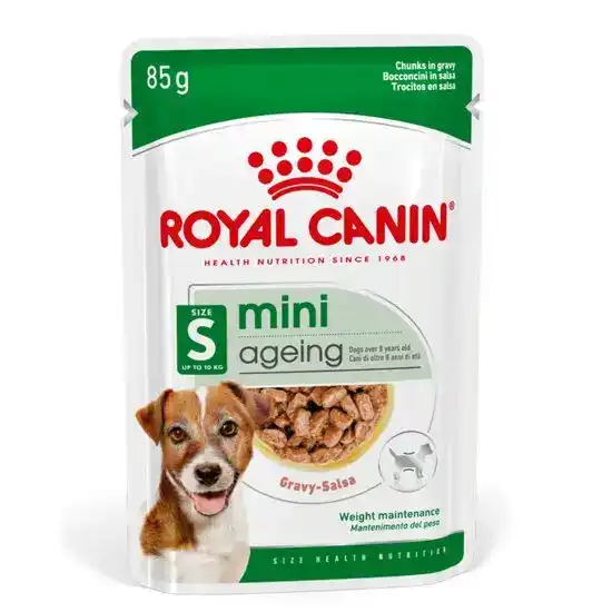 ROYAL CANIN Small Breed Mini Ageing 8+ Wet Dog Food with Chunks in Gravy 12 x 85g Pouches 17329