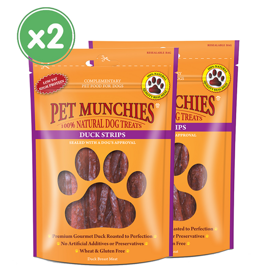 Pet Munchies Natural Duck Strips Dog Treats 2 x 90g 10674