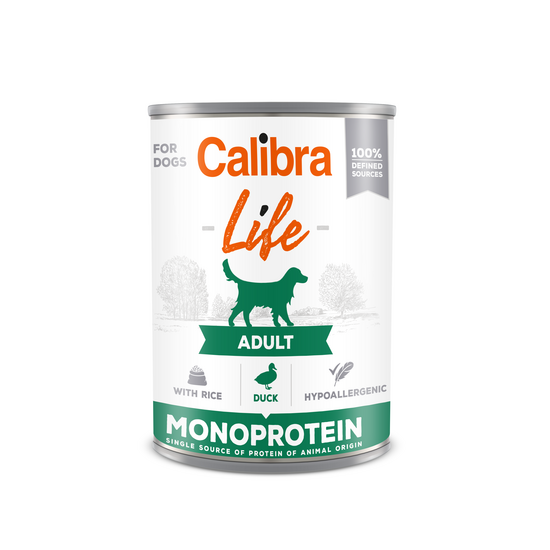 Calibra Life Adult Wet Dog Food Duck & Rice 6 x 400g Cans 16228