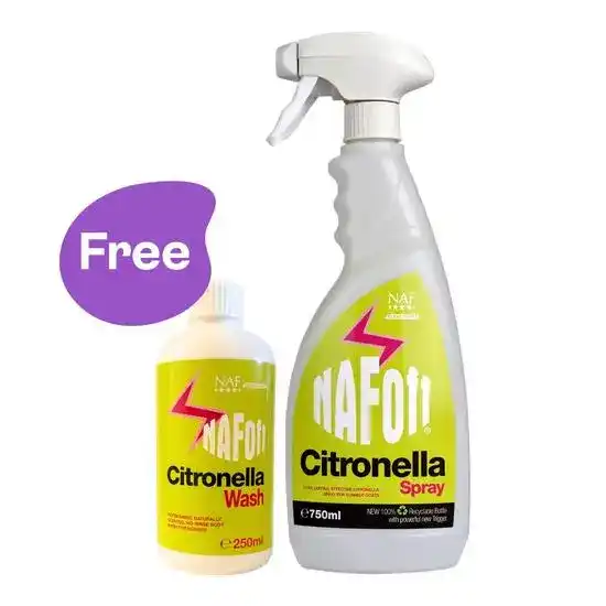 NAF Off Citronella Spray for Horses 750ml Bottle with FREE Citronella Wash 250ml 20045