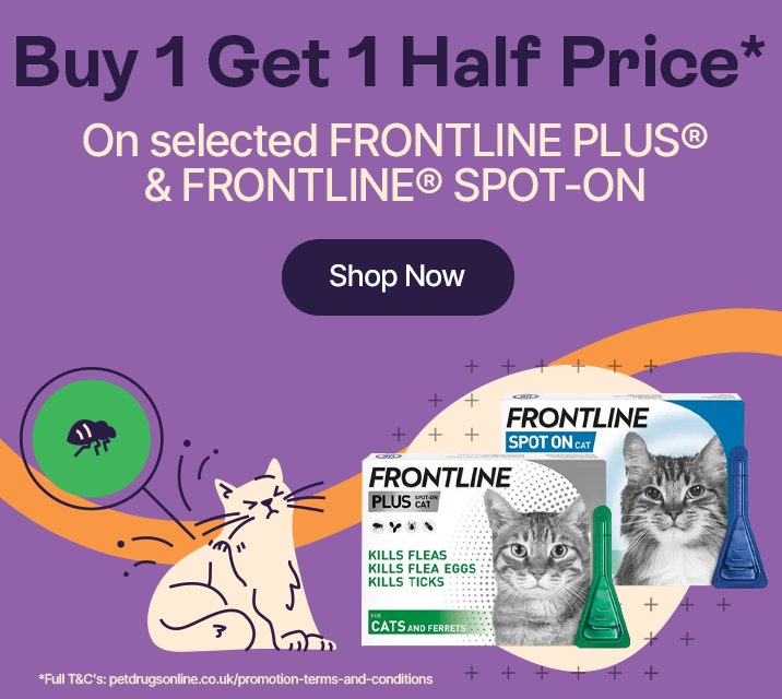 Buy 1 Get 1 Half Price* On selected Frontline Plus & Frontline Spot-On