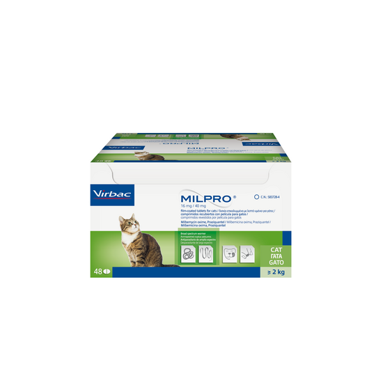 MILPRO Film-Coated Tablets for Medium and Large Cats 16mg/40mg (over 2kg) 7715
