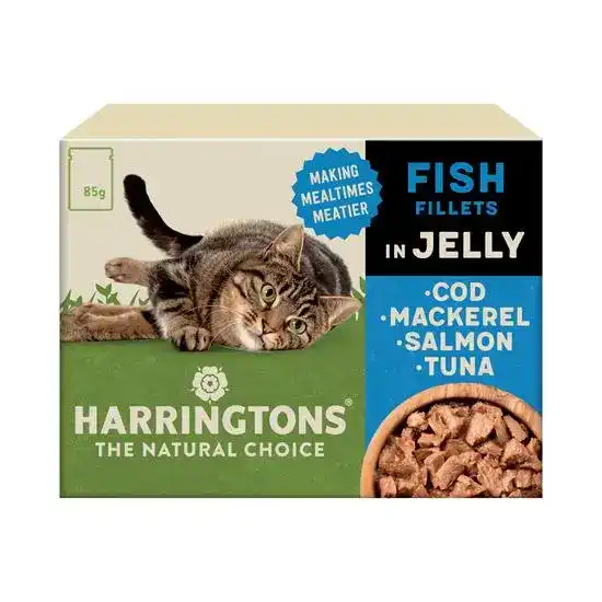 Harringtons Grain Free Adult Wet Cat Food Fish Selection in Jelly 12 x 85g Pouches 18059