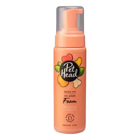 Pet Head Quick Fix No-Rinse Foam for Dogs with Peach and Argan Oil 200ml Bottle 7770