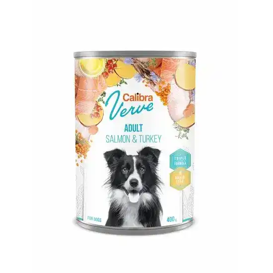Calibra Verve Grain Free Adult Wet Dog Food Salmon & Turkey 6 x 400g Cans 16244