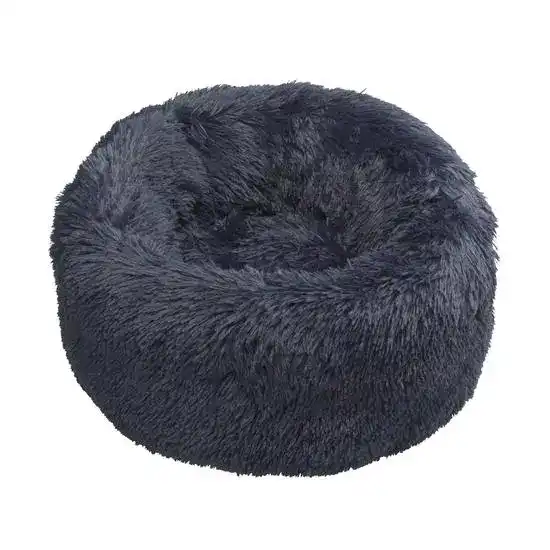 House of Paws Comfy & Calming Faux Fur Donut Dog Bed Navy 18770