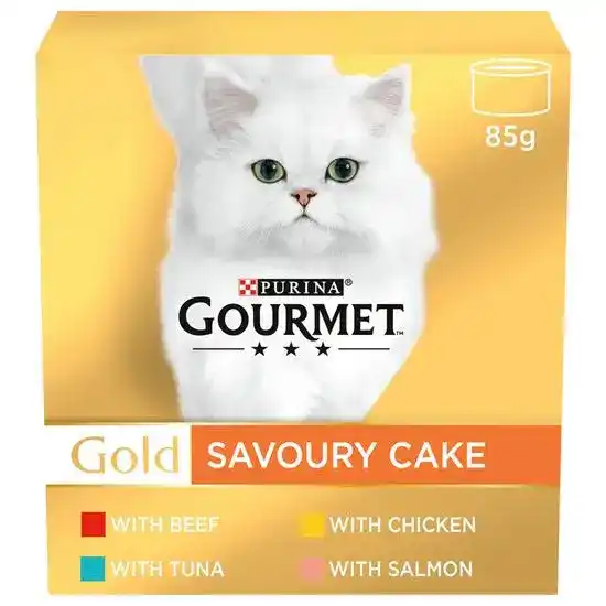 GOURMET Gold Savoury Cake Meat and Fish Variety Wet Cat Food 48 x 85g Tins 18346
