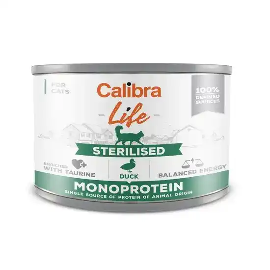 Calibra Life Sterilised Wet Cat Food Duck 6 x 200g Tins 16224