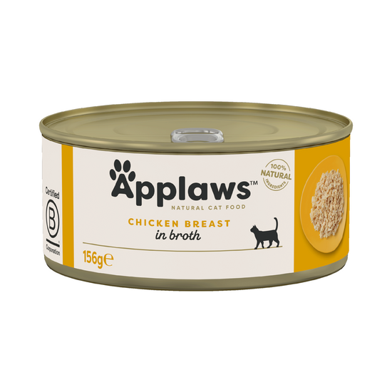 Applaws Natural Adult Wet Cat Food Chicken Breast in Broth 24 x 156g Tins 16364