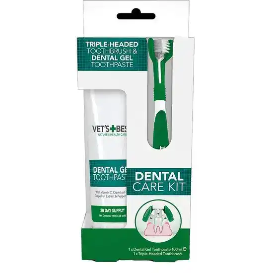 Vet's Best Dental Care Toothbrush & Toothpaste Gel Kit for Dogs 1 Pack 18105