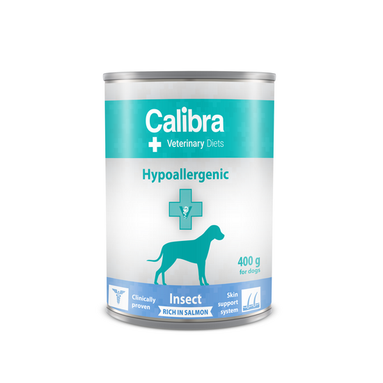Calibra Veterinary Diets Hypoallergenic Wet Dog Food with Insect & Salmon 6 x 400g Cans 16866