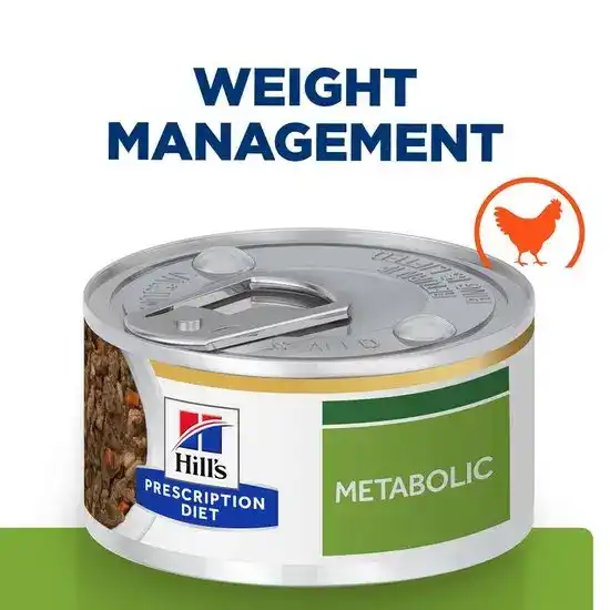 Hill's PRESCRIPTION DIET Metabolic Weight Loss & Maintenance Wet Cat Food Stew with Chicken & Added Vegetables 82g Tins 16826