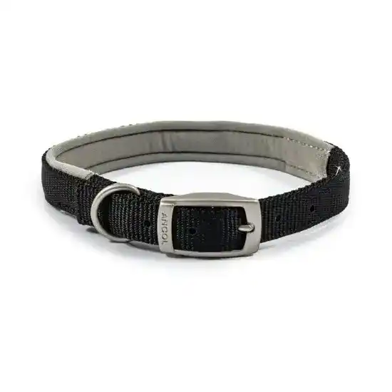 Ancol Viva Padded Nylon Black Dog Collar 17126