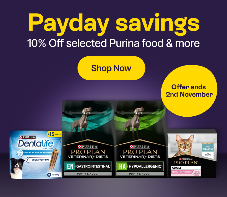 Payday savings - 10% Off selected Purina food & more