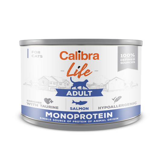 Calibra Cat Life Adult Wet Cat Food with Salmon 6 x 200g Tins 16220