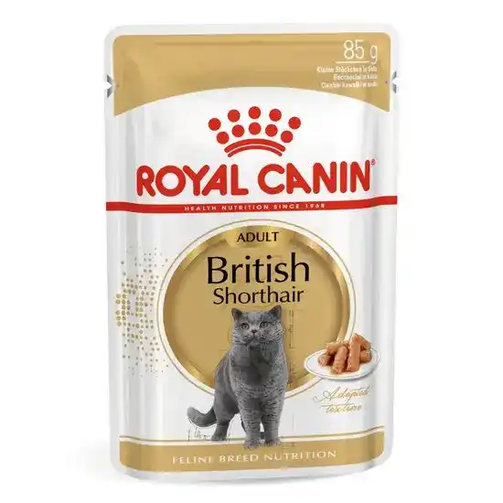ROYAL CANIN Adult British Shorthair Wet Cat Food with Narrow Chunks in Gravy 12 x 85g Pouches 17304