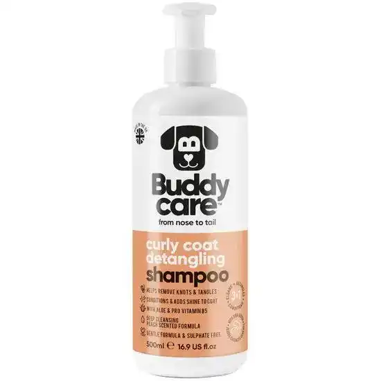 Buddycare Curly Coat Detangling 3 in 1 Peach Dog Shampoo 19366