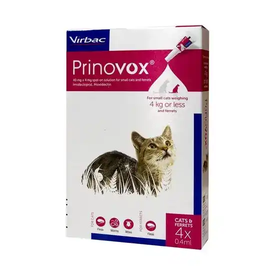 Prinovox Spot-On Solution for Small Cats and Ferrets 40mg/4mg (up to 4kg) 9661