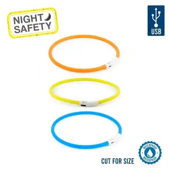 Ancol Flashing Light-Up USB Rechargeable Dog Collar 11566