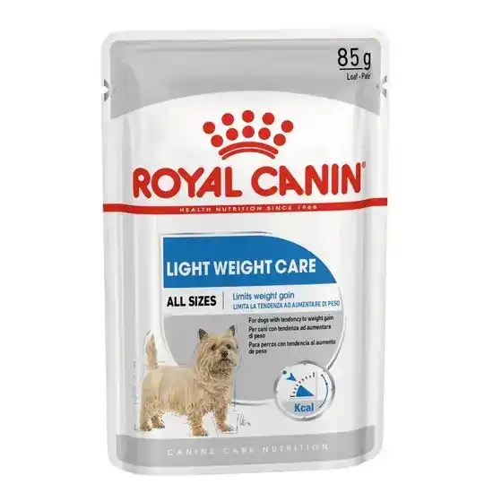 ROYAL CANIN All Sizes Adult Light Weight Care Wet Dog Food Loaf 12 x 85g Pouches 17307