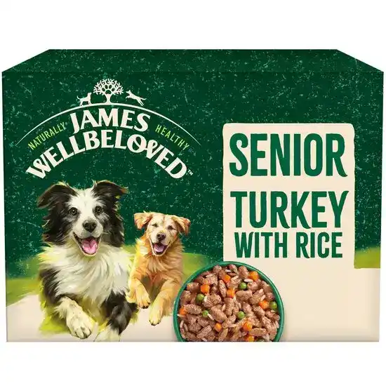 James Wellbeloved Senior Wet Dog Food with Turkey & Rice in Gravy 90g Pouches 16953