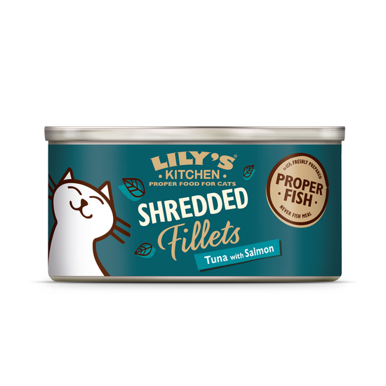Lily's Kitchen Adult Wet Cat Food Shredded Fillets with Tuna & Salmon in Broth 24 x 70g Tins 17650