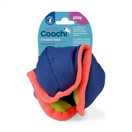 Coachi Chase & Treat Dog Toy Navy Lime & Coral 19646