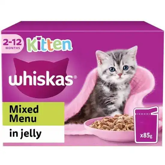 Whiskas Kitten Wet Cat Food Mixed Menu in Jelly 85g Pouches 18395