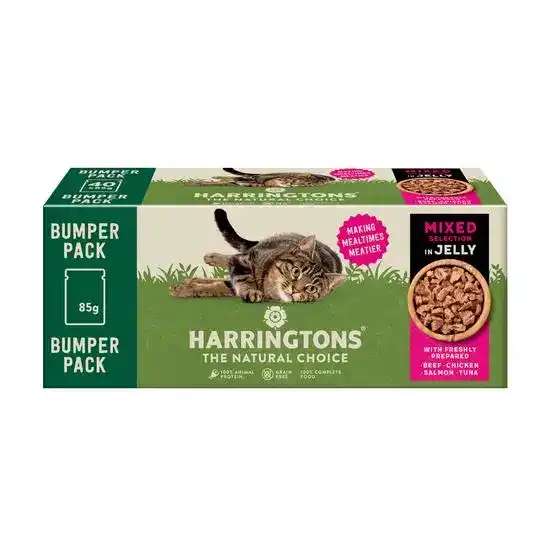 Harringtons Grain Free Adult Wet Cat Food Mixed Selection in Jelly 40 x 85g Pouches 18060