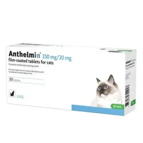 Anthelmin Film-Coated Worming Tablets for Cats 230mg/20mg 16551